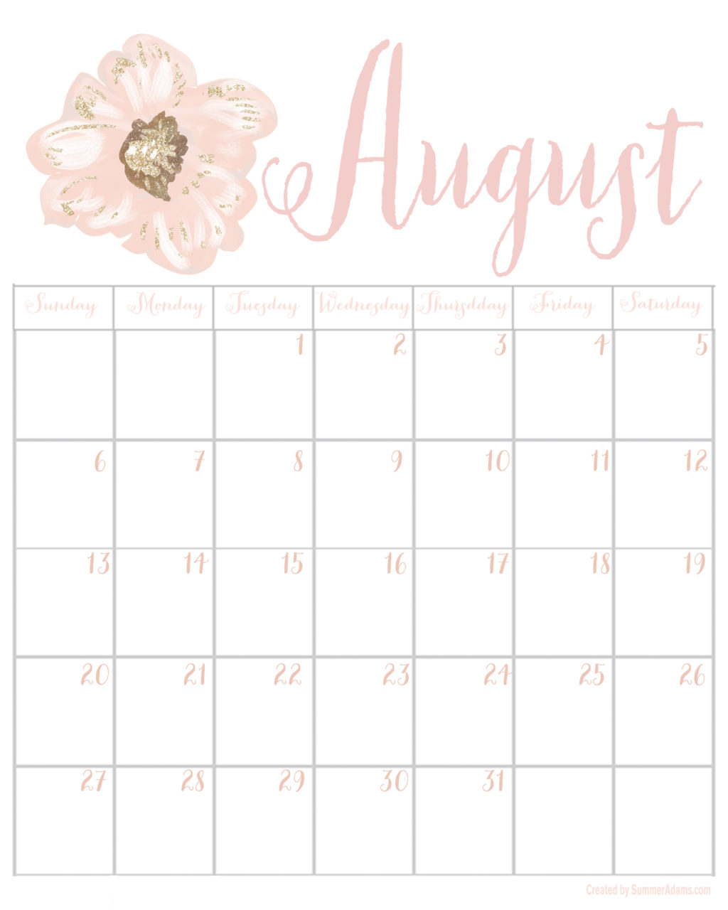2017 Calendars - July through December - Summer Adams 2017 Calendars - July through December - Summer Adams
