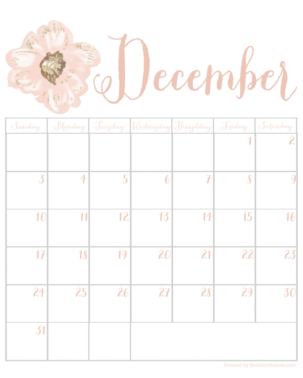 dec calendar 2017