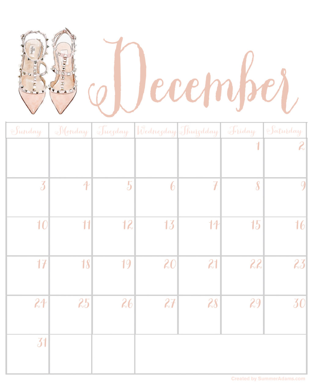 dec calendar 2017