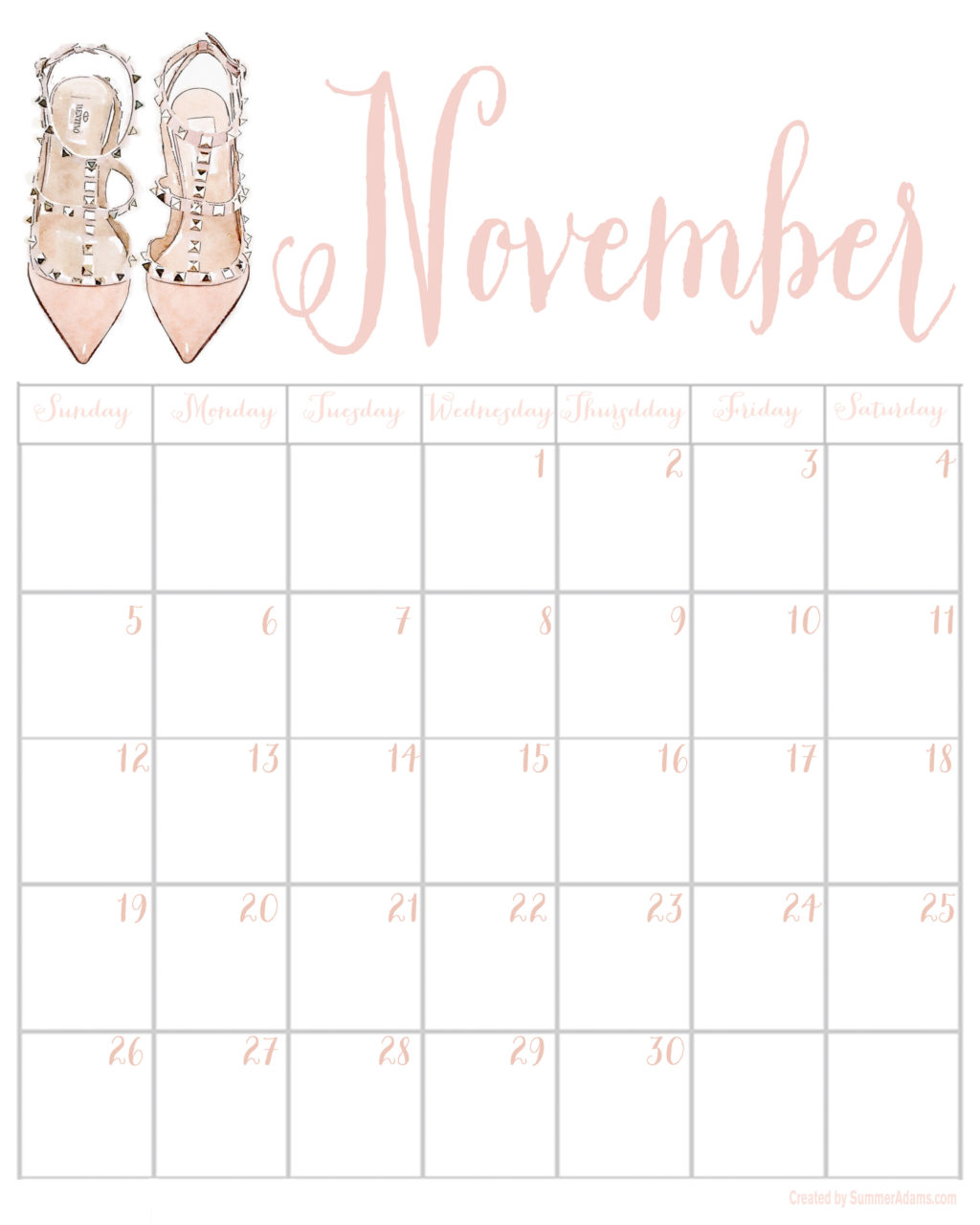 november through november calendar