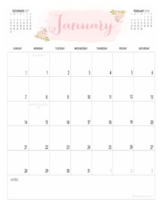 2018 printable calendar portrait