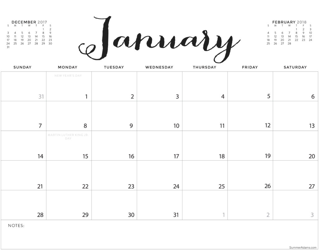 black and white calendars